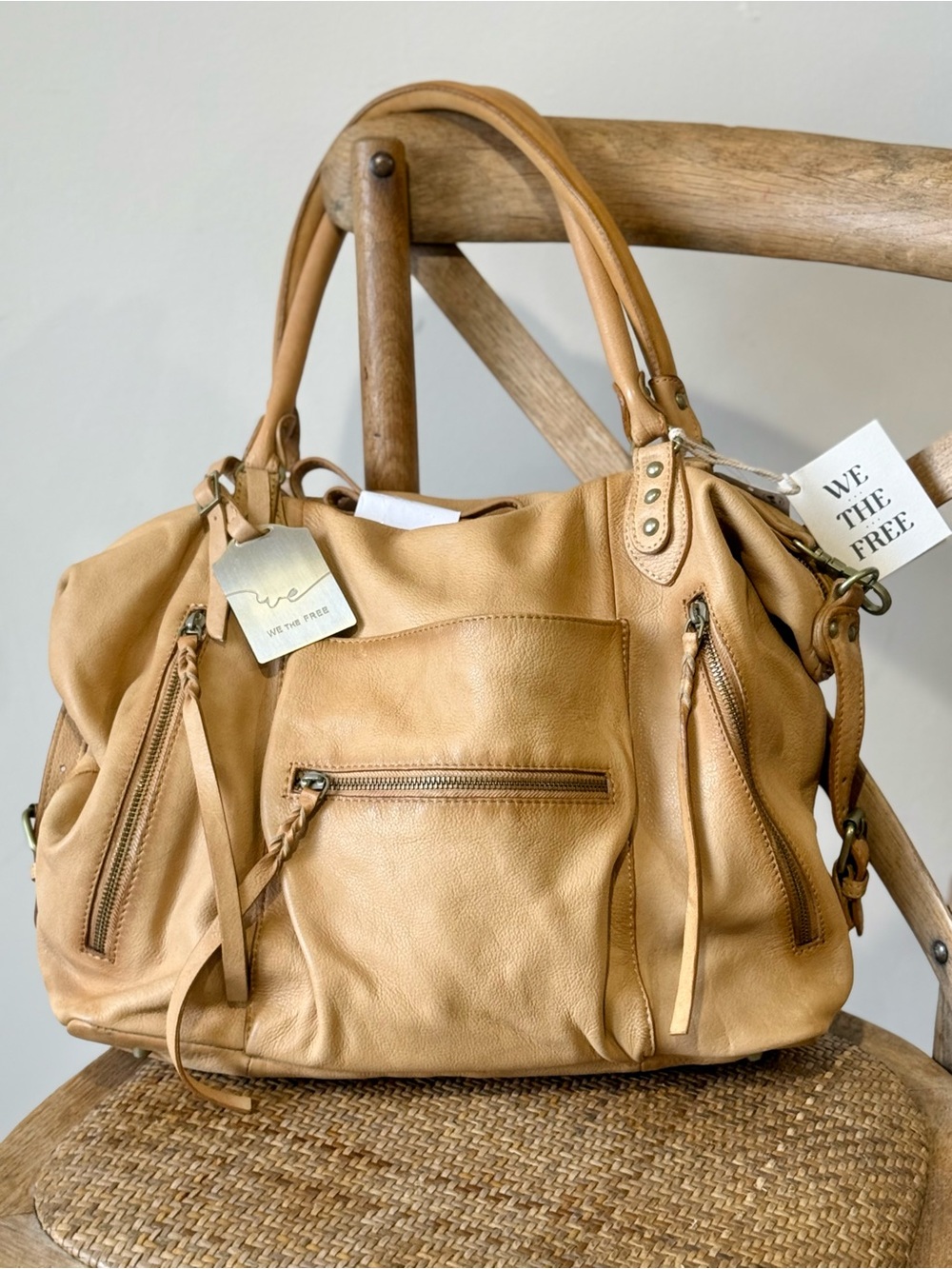 Free People We The Free Emerson Tote Bag Italian Straw NWT - Picture 3 of 8